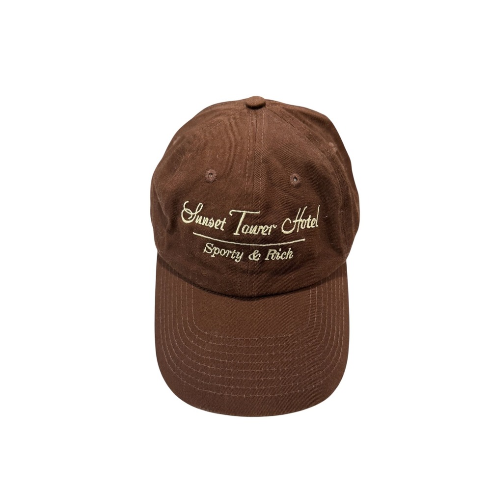Sporty & Rich "Sunset Tower Hotel" Brown 100% Cotton Baseball Dad Hat, OS